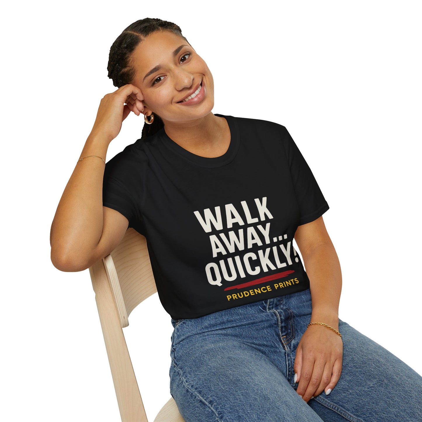 Walk Away Quickly Unisex Softstyle T-Shirt, Funny Quote Tee, Gift for Friends, Casual Wear, Unique Statement Shirt, Everyday Humor