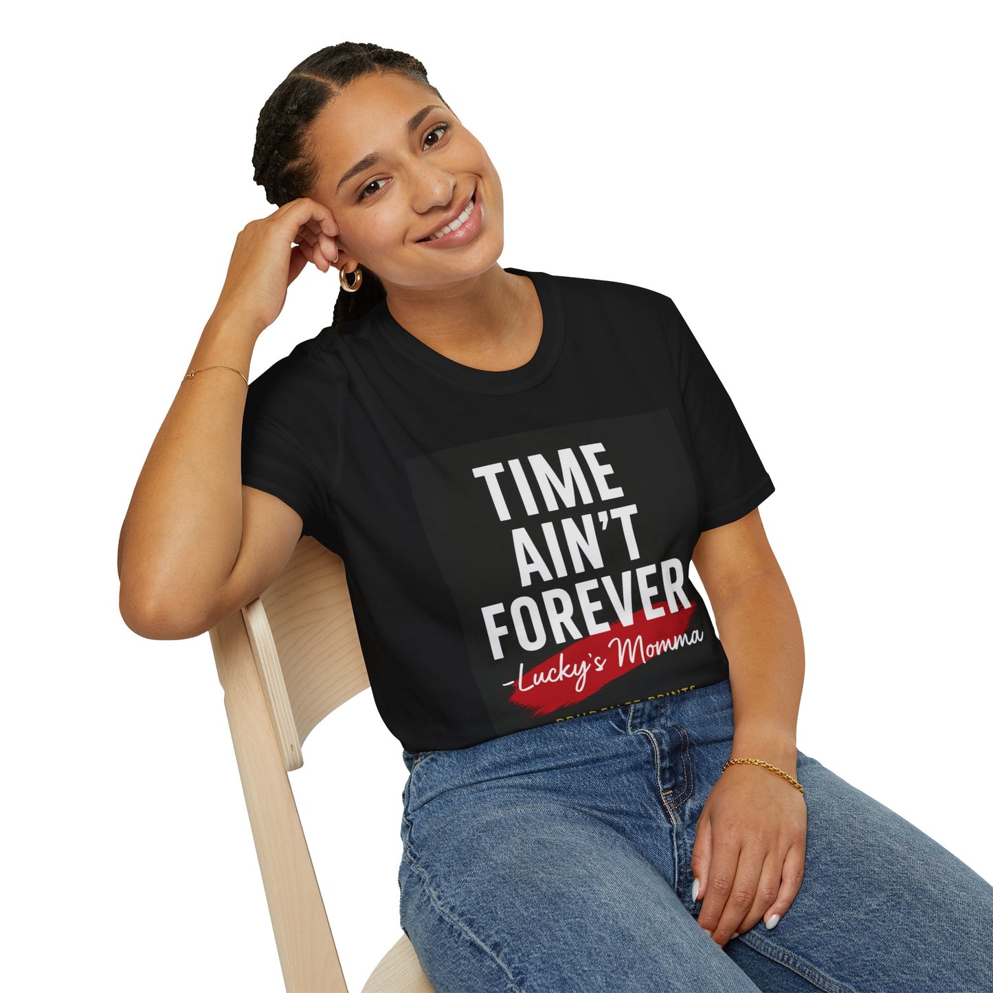 Time Ain't Forever - Lucky's Momma Unisex Softstyle T-Shirt, Casual Tee, Gift for Mom, Vintage Style Shirt, Family Reunion Wear